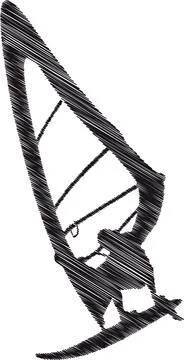 Windsurfing Silhouette Scribble, Art Dynamic Water Sport Illustration イラスト素材