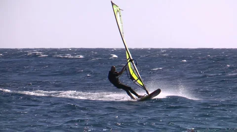 Windsurfing slalom turn Stock Footage 2134462