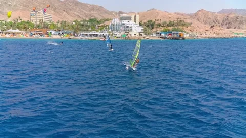 Windsurfing  slow motion Stock Footage 153786217