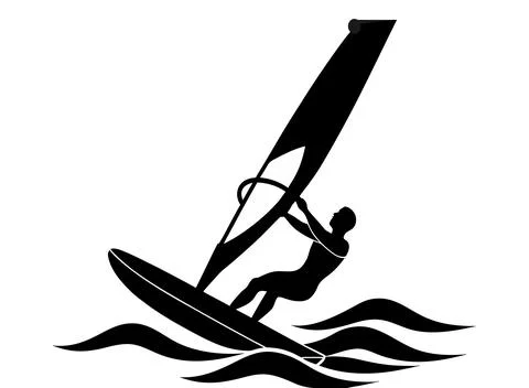 Windsurfing sport action vector image isolated on white background. Stock Illustration