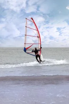 Windsurfing in a storm Stock Photos