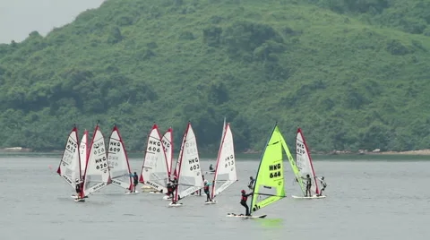 Windsurfing summer training Stock Footage 66509104