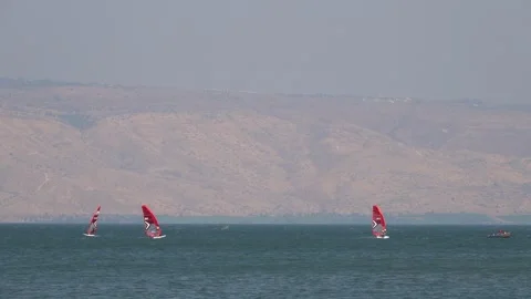 Windsurfing, Surfers doing windsurfing  스톡 동영상 256898414