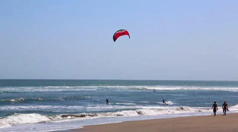 Windsurfing Under Clear Skies Stock Footage 50449599