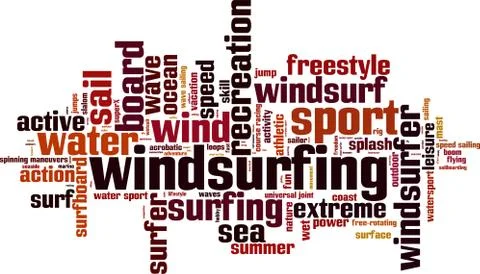 Windsurfing word cloud Stock Illustration