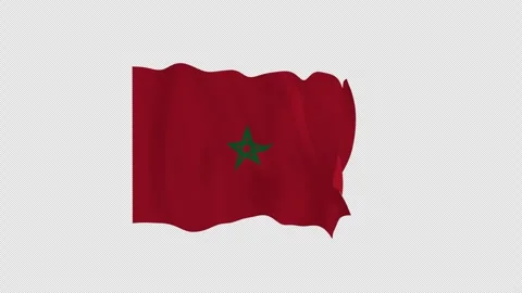 Windswept Banner Morocco National Flag Loop Alpha Channel Видео 342553355