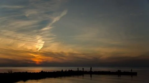 Windswept clouds at the Beach Foto stock