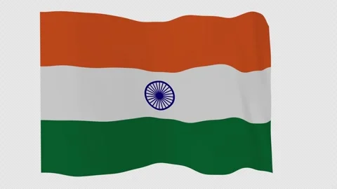 Windswept India Flag Unfurling Alpha Overlay 库存影片 342334266
