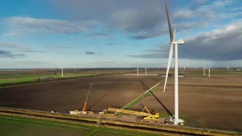 Windturbine under construction in the Netherlands Stock Footage 289956974