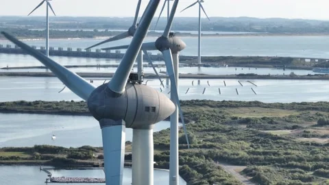Windturbine wind mill clean renewable energy generation system. Electricity Stock Footage 201838927