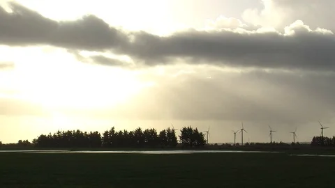 Windturbines in Jutland, Denmark Stock Footage 80958631