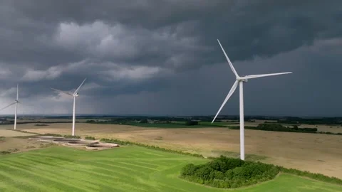 Windturbines from Vestas, Denmark Stock Footage 313787273