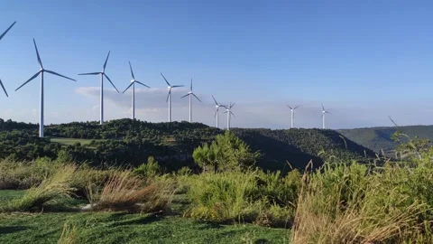 Windturbines / Windmill  For Generation of Electricity Stock Footage 136442743