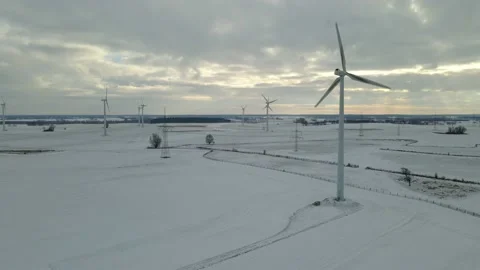 Windturbines in winter Stock Footage 147601807