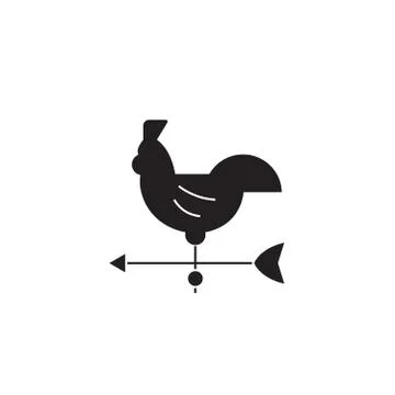 Windvane rooster black vector concept icon. Windvane rooster flat illustration Stock Illustration