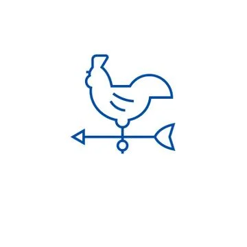 Windvane rooster line icon concept. Windvane rooster flat vector symbol, sign Stock Illustration