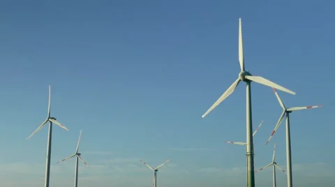 Windwheels, Windpark and blue Sky, UHD 4K 動画素材 43088568