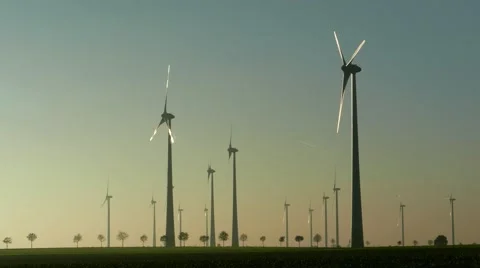 Windwheels, Windpark in the evening - Highway in the Background-UHD 4K 動画素材 43090457