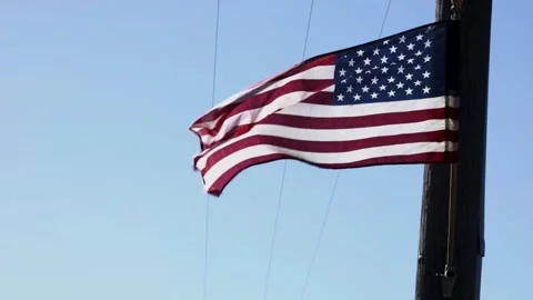 Windy American flag Stock Footage 240630651