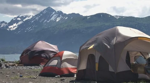 Windy Beach Camping 1 Stock Footage 7745447