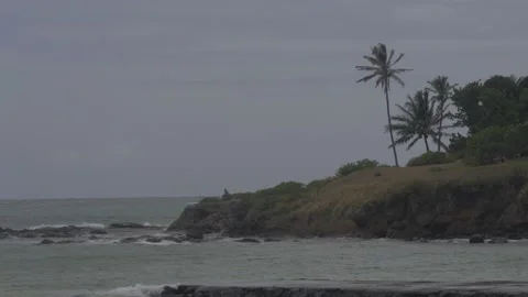 Windy Beach Before A Storm In Oahu, Hawaii Stock Footage 154304859