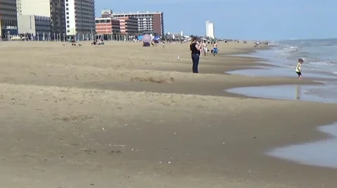 Windy Beach Waves Crashing pan tilt 2 Stock Footage