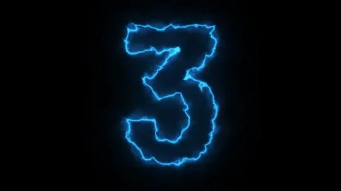 Windy Blue Neon Number Animation in 4K. Glowing Electric Number Effect. Stock Footage 314874752