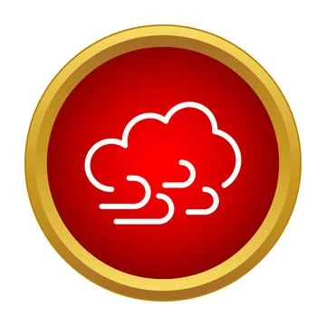 Windy cloud weather forecast icon in red circle Stock Illustration