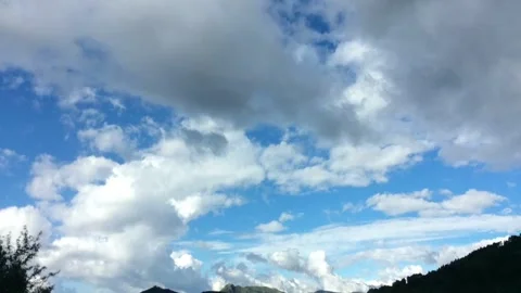 Windy clouds on blue sky timelapse Stock Footage 261046119