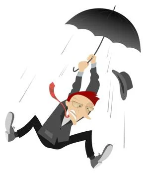 Windy day and man isolated Stock Illustration