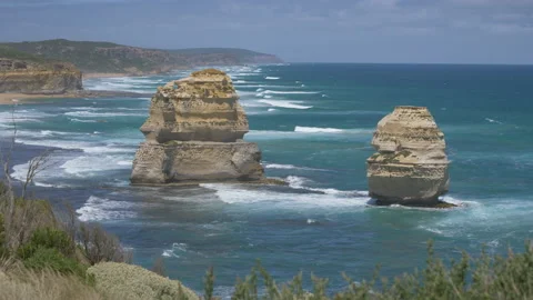 Windy Day on Beautiful Close up View of 12 Apostles, Australia 4K Stock-Footage 131389813