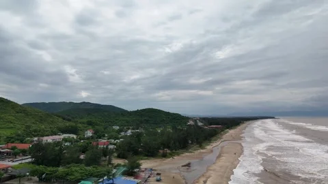 Windy day at a brown beach in Central Vietnam Stock Footage 313664665