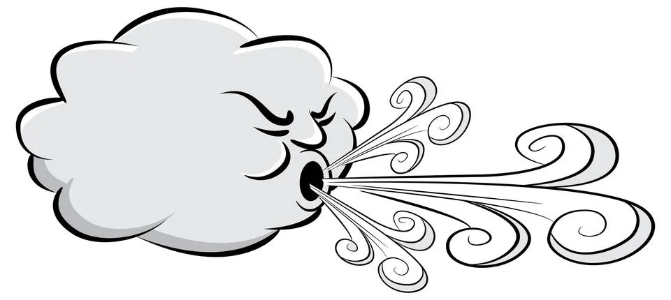 Windy Day Cloud Blowing Wind Stock Illustration