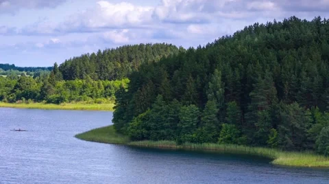 Windy day at the lake Belarus Stock Footage 61336145
