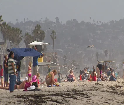 Windy day on Mission Beach Stock Footage 34743548
