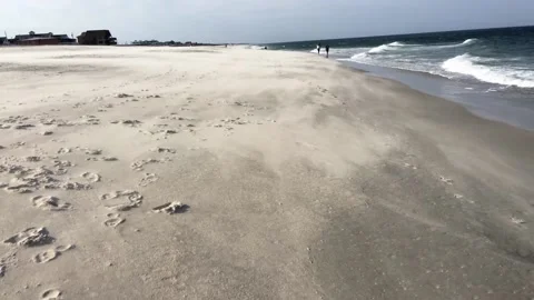 Windy deserted beach Video stock 236258707