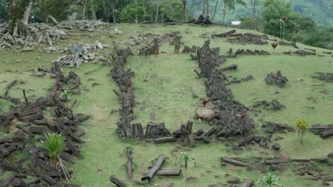 Windy Environment at Megalithic sites Gunung Padang, Cianjur, Indonesia Stock Footage 258346341
