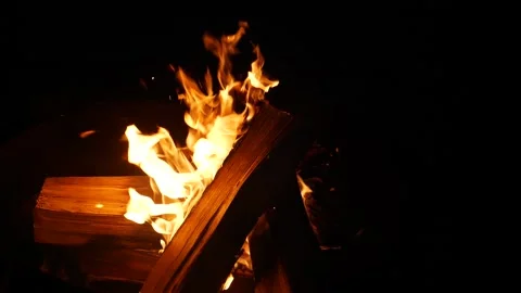 Windy flames at beach camp fire Video stock 150200144