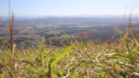Windy Grassy Hill Valley View 스톡 동영상 192577850
