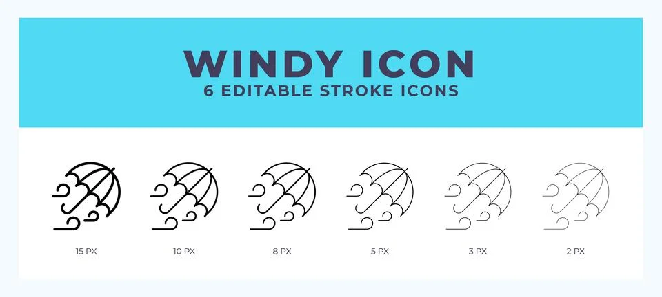 Windy icon in thin line. Bold line. Regular line. Editable stroke. 스톡 일러스트