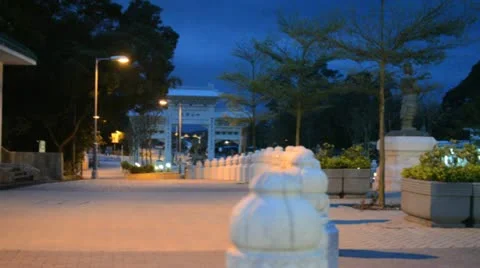 Windy night at Po Lin Monastery Stock Footage 12261485