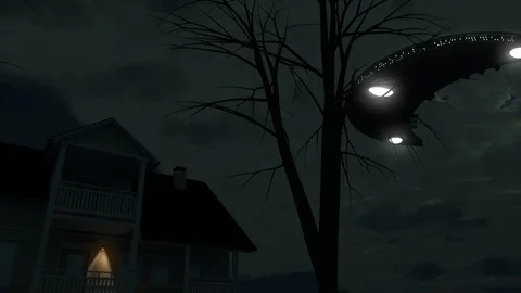 Windy Night UFO Stock Footage 129722188