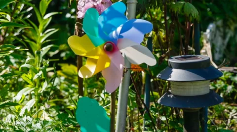 Windy revolving object in a garden Stock Footage 67514968