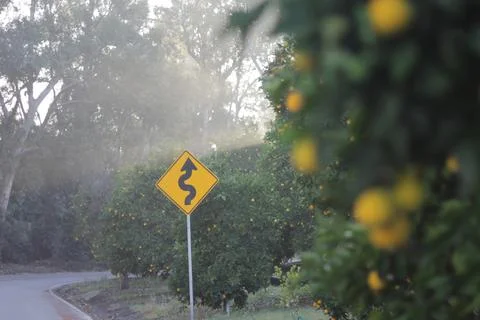 Windy Road Up Ahead Stock Photos