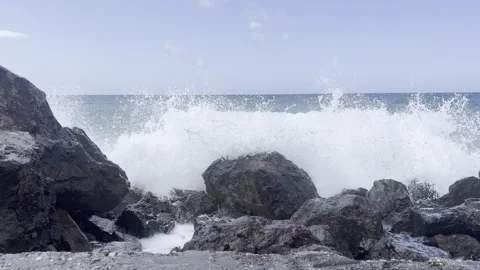 Windy Sea and Cliffs – Beach, Crete – 4K Stock Video Stock-Footage 308368888
