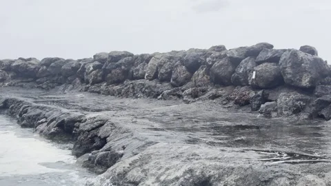 Windy Sea and Cliffs – Panormos Beach, Crete – 4K Stock Video Stock Footage 308368171