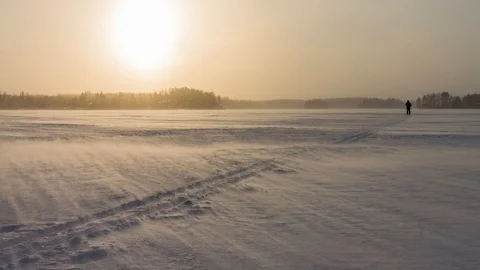 Windy ski track cinemagraph Stock Footage 100828533