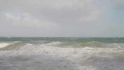 Windy Waves in Crete Greece Stock Footage 329618463