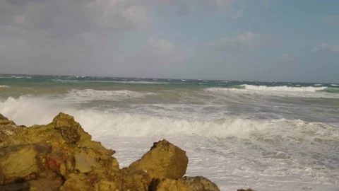 Windy Waves in Crete Greece Stock Footage 329618481