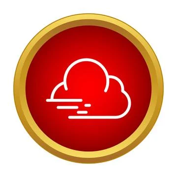 Windy weather cloud outline icon on button Stock Illustration
